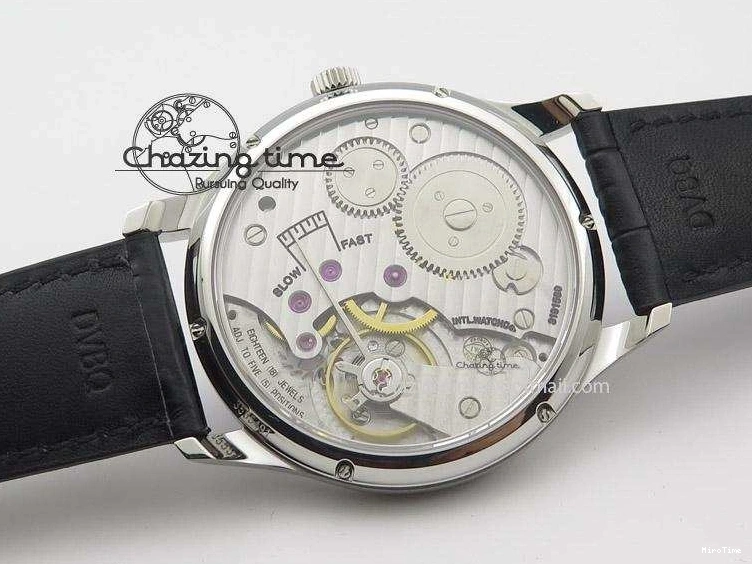 MIROTIME 0322 Portuguese IW545407 Black Dial ZF 1:1 Best Edition On Dark Blue Leather Strap DailyWear 7337